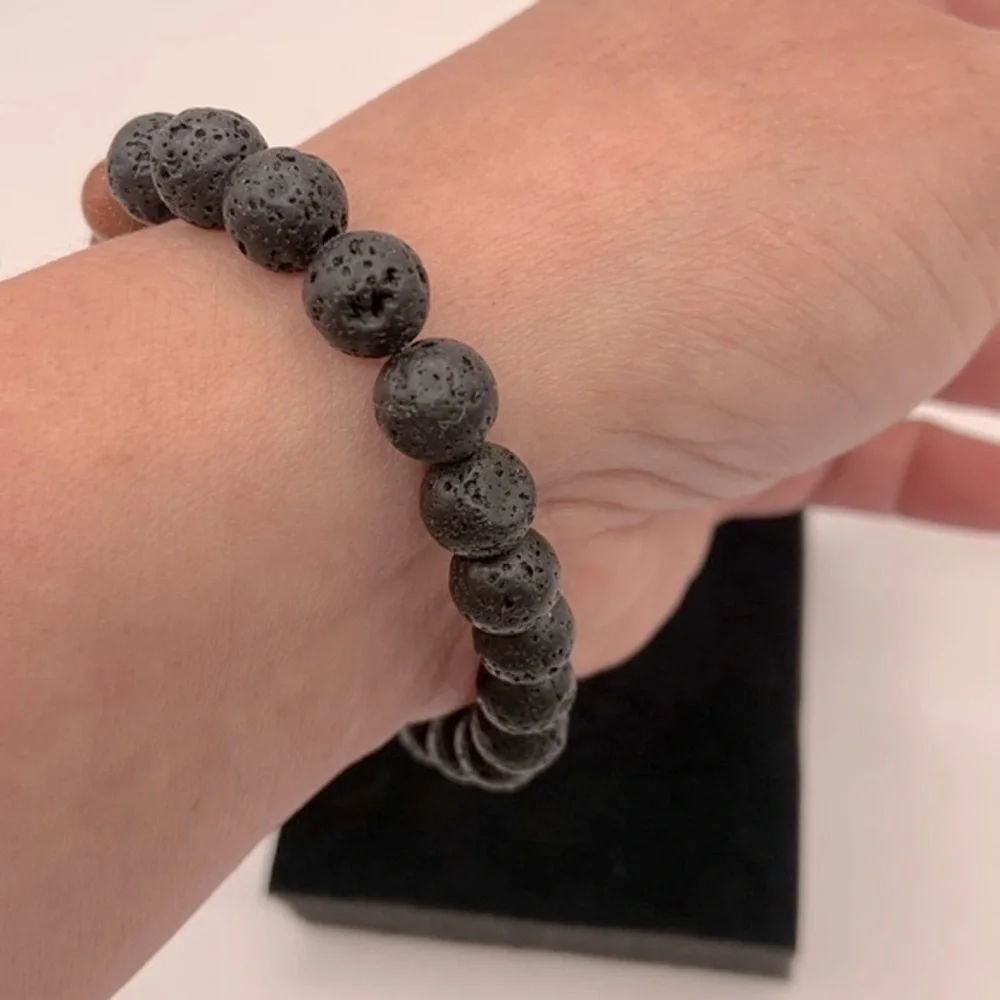 Boho Black & Orange Beaded Metal Hand Stretchy Bracelet New!‎